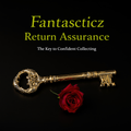 Decorative key and red rose on a black background with 'Fantastycz Return Assurance' text.