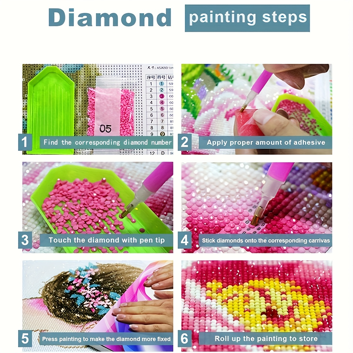 Step-by-step guide to diamond painting with images and text